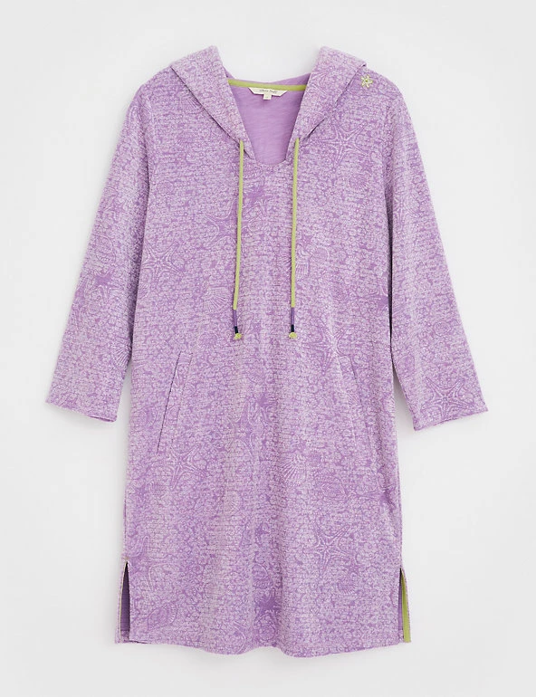 White Stuff Dresses Cotton Rich Printed Hooded Mini Beach Dress - Image 2