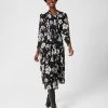 HOBBS Dresses Floral Button Front Midi Skater Dress