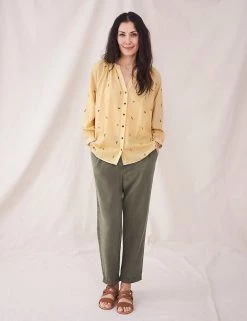 White Stuff Shirts & Blouses Pure Cotton Striped Embroidered Shirt