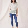 White Stuff Shirts & Blouses Pure Cotton Checked Embroidered Shirt
