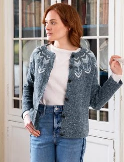 Celtic & Co. Cardigans Pure Wool Fair Isle Crew Neck Cardigan