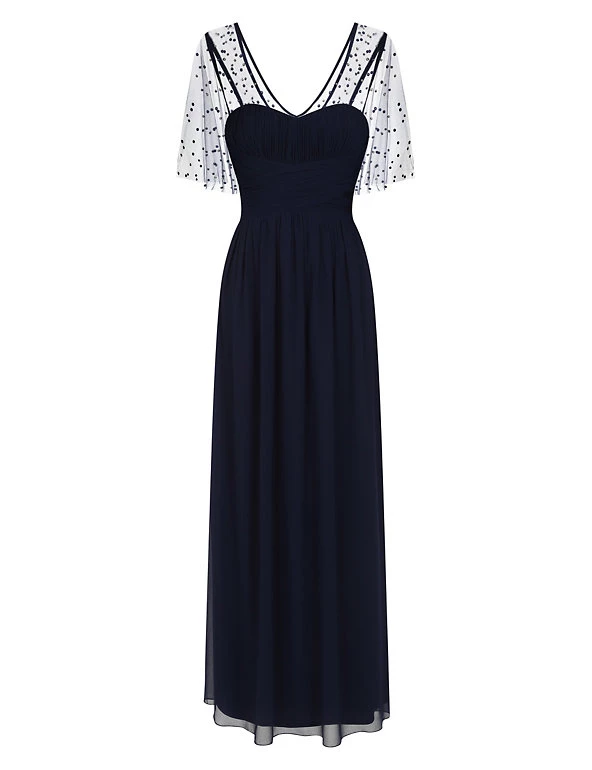 Little Mistress Dresses Embellished Angel Sleeve Maxi Waisted Dress - Image 12