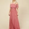 Little Mistress Dresses Embellished Bardot Maxi Dress