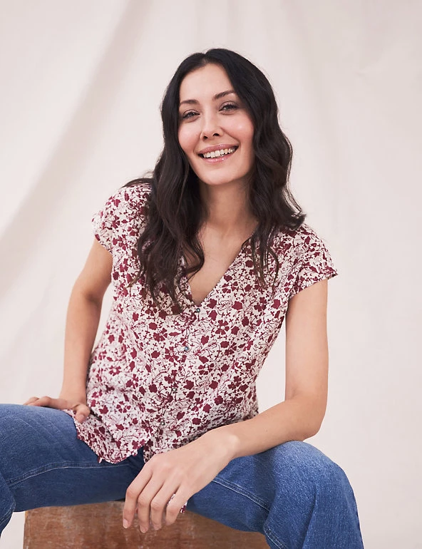 White Stuff Vests Organic Cotton Printed Vest Top