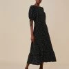Finery London Dresses Polka Dot Tie Sleeve Midi Tea Dress