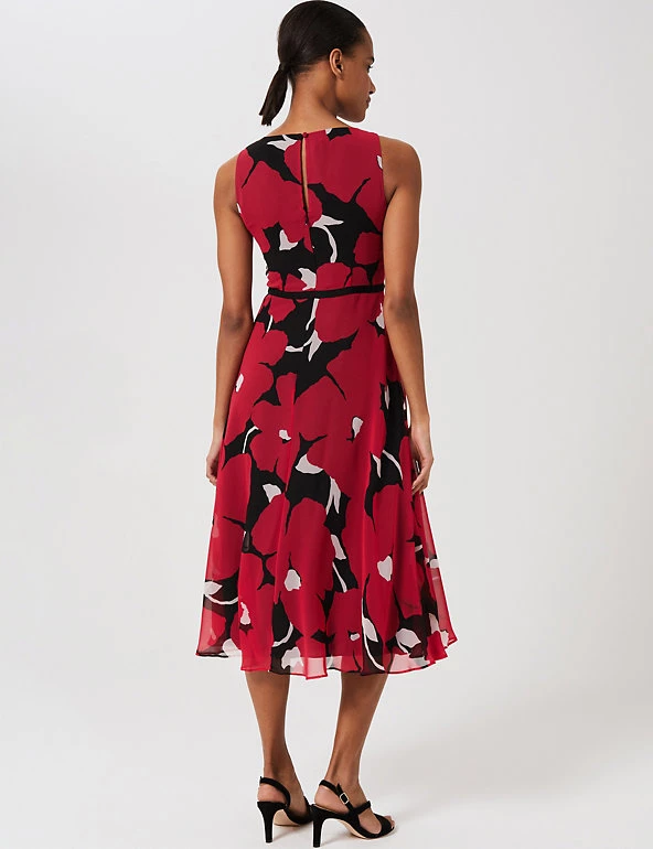 HOBBS Dresses Floral Sleeveless Midi Waisted Dress - Image 5
