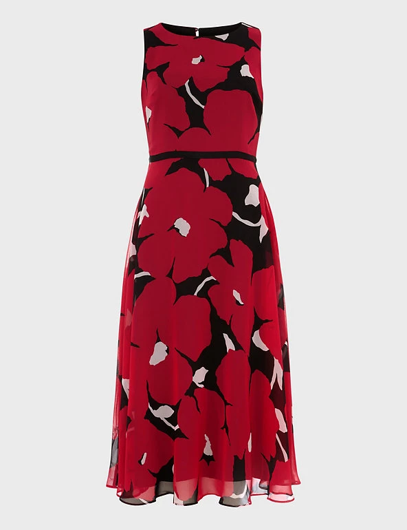 HOBBS Dresses Floral Sleeveless Midi Waisted Dress - Image 2
