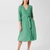 HOBBS Dresses Polka Dot V-Neck Tie Waist Midi Shift Dress