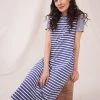 White Stuff Dresses Pure Cotton Striped Midi T-Shirt Dress