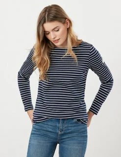 Joules Women Pure Cotton Striped Long Sleeve Top