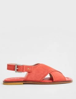 White Stuff Suede Buckle Flat Slingback Sandals