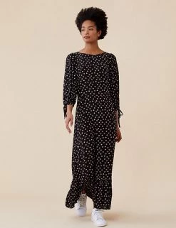 Finery London Dresses Polka Dot Round Neck Midi Tea Dress