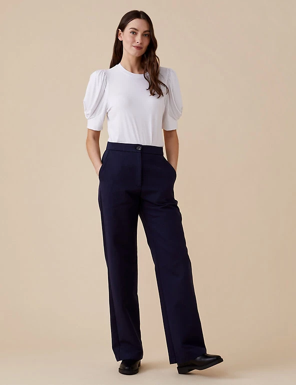 Finery London Cotton Rich Straight Leg Trousers - Image 5