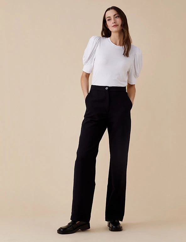 Finery London Cotton Rich Straight Leg Trousers