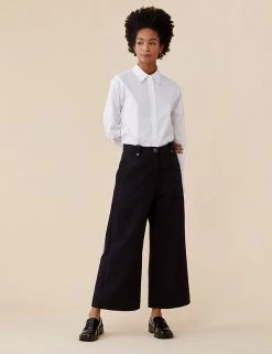 Finery London Cotton Rich Wide Leg Cropped Trousers