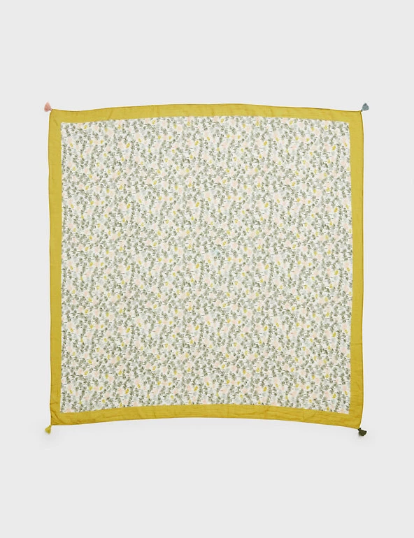 White Stuff Scarves Knitted Leaf Print Square Scarf - Image 2