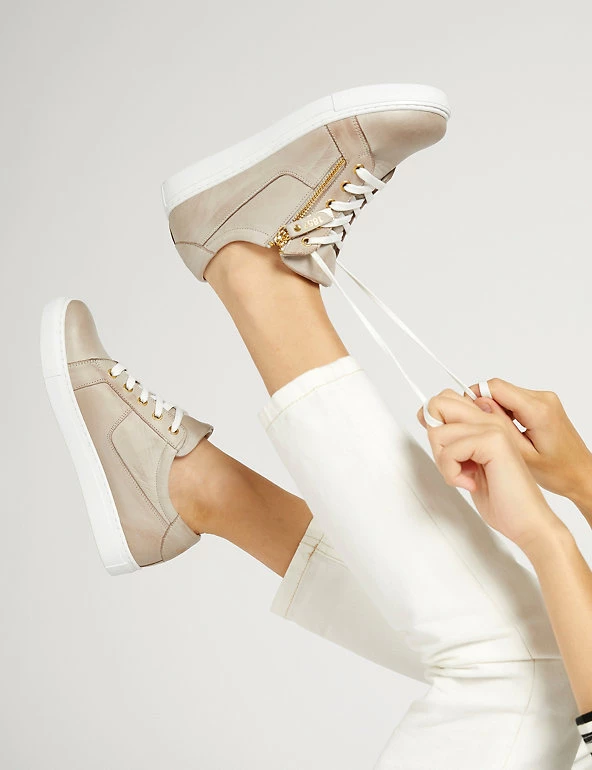 Jones Bootmaker Leather Lace Detail Trainers - Image 18