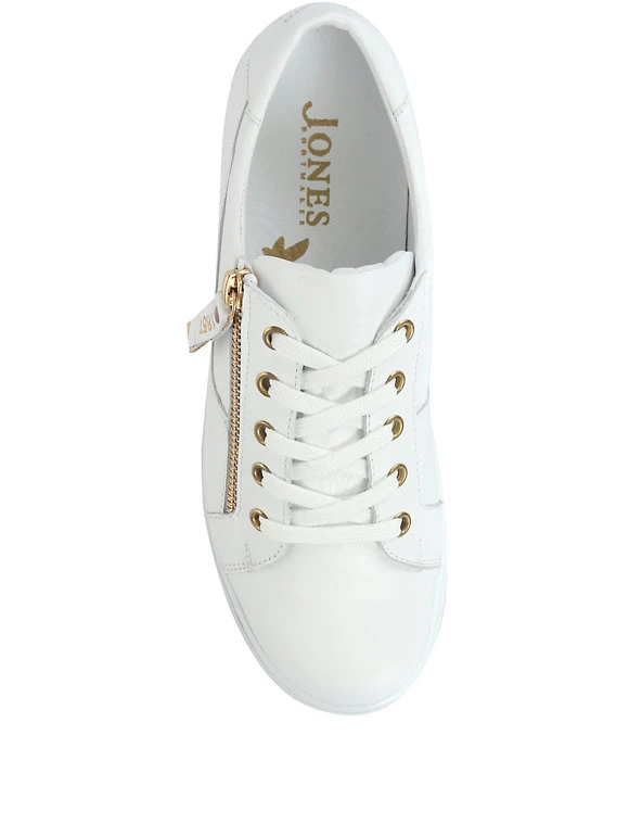 Jones Bootmaker Leather Lace Detail Trainers - Image 3