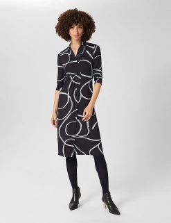 HOBBS Dresses Jersey Printed V-Neck Midi Shirt Dress