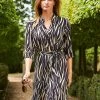 SOSANDAR Dresses Zebra Print Button Through Shirt Dress