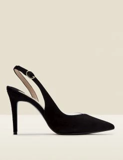 SOSANDAR Suede Buckle Stiletto Heel Court Shoes