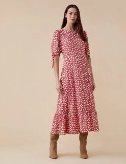 Finery London Dresses Ditsy Floral Puff Sleeve Midi Tea Dress