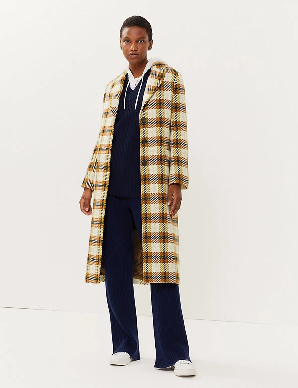 JAEGER Coats & Jackets Checked Tailored Coat With Wool