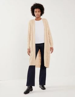 JAEGER Cardigans Wool Rich Cable Knit Cardigan With Cashmere