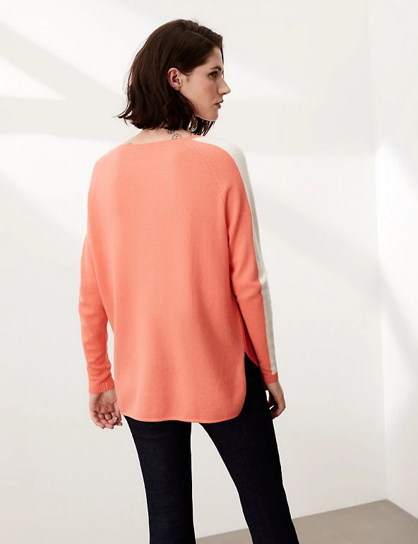 JAEGER Jumpers Wool Colour Block Jumper With Cashmere - Image 5