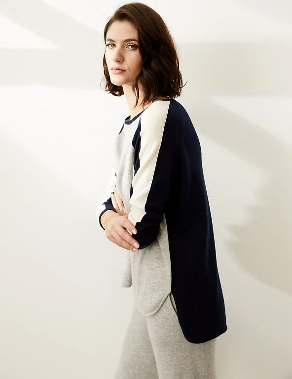 JAEGER Jumpers Wool Colour Block Jumper With Cashmere - Image 10