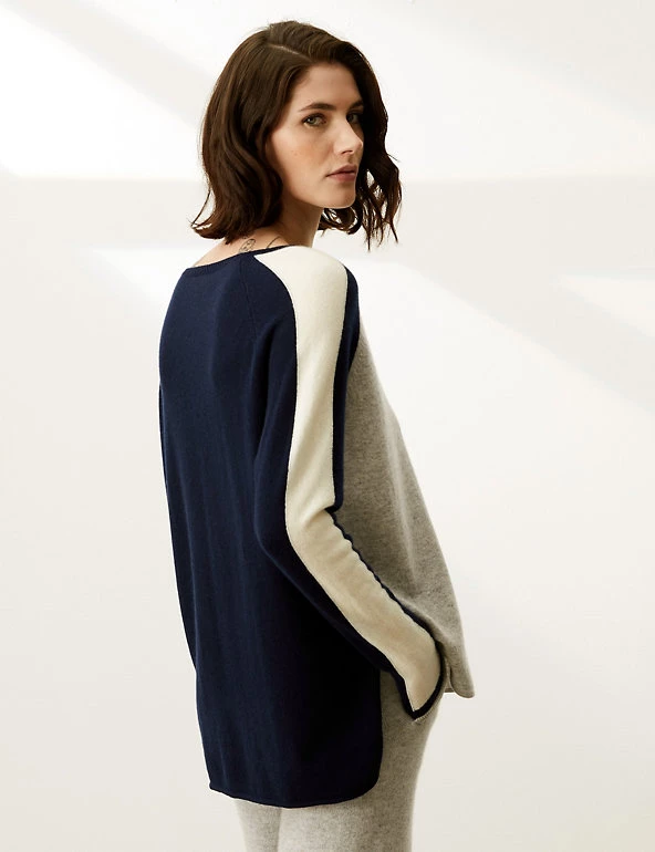 JAEGER Jumpers Wool Colour Block Jumper With Cashmere - Image 11