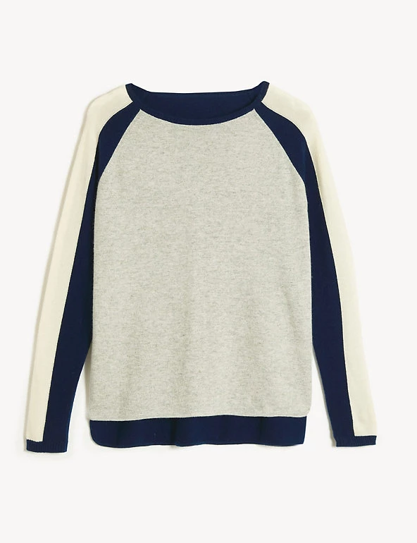JAEGER Jumpers Wool Colour Block Jumper With Cashmere - Image 8