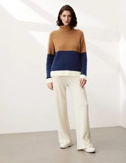 JAEGER Jumpers Wool Colour Block Jumper With Cashmere