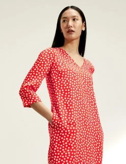 JAEGER Dresses Polka Dot V-Neck Mini Shift Dress