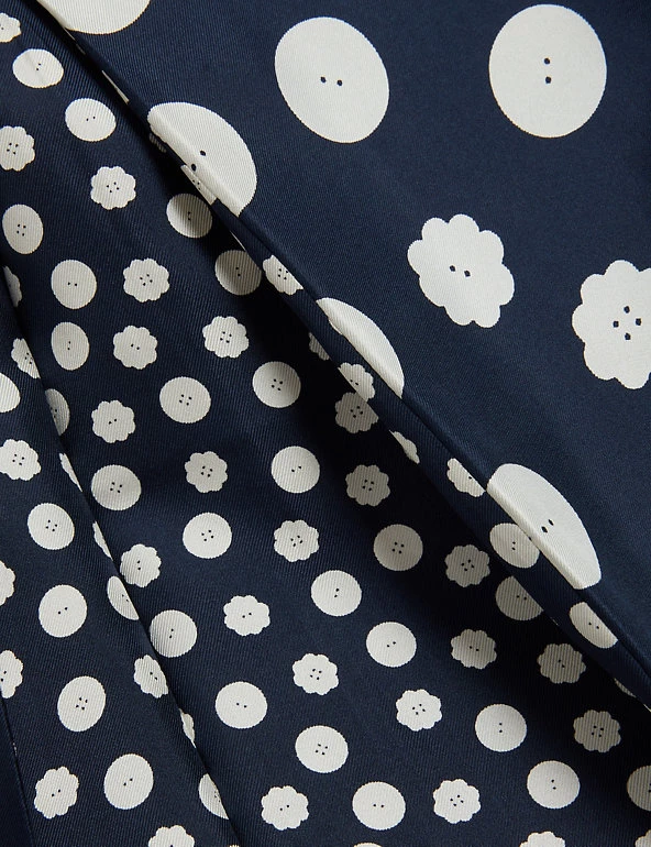 JAEGER Dresses Pure Silk Button Print Midi Shirt Dress - Image 6