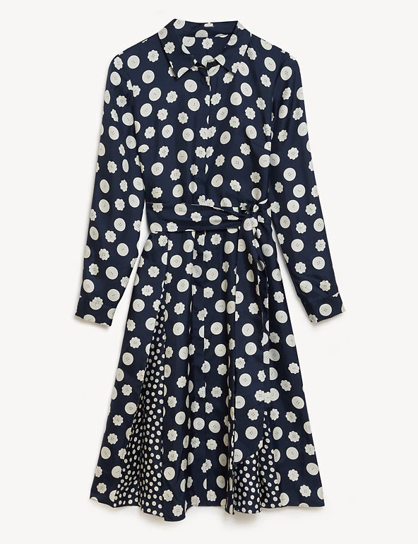JAEGER Dresses Pure Silk Button Print Midi Shirt Dress - Image 2