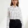 JAEGER Shirts & Blouses Pure Silk Checked Long Sleeve Blouse
