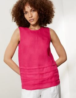 JAEGER Shirts & Blouses Pure Linen Layered Sleeveless Blouse