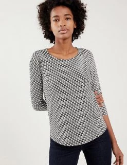 JAEGER Tops Jersey Printed Crew Neck 3/4 Sleeve Top