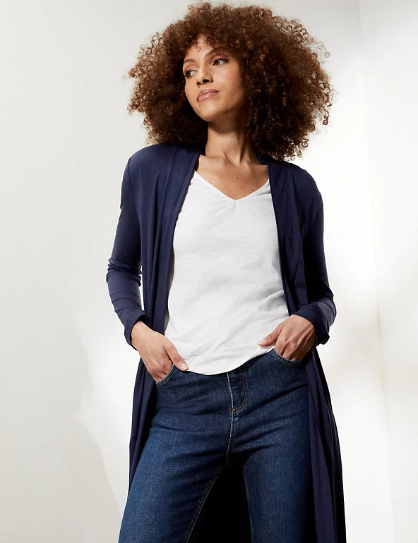 JAEGER Cardigans Modal Rich Belted Longline Cardigan - Image 3