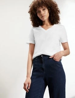 JAEGER T-shirts Pure Cotton V-Neck T-Shirt