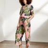 JAEGER Pyjamas Pure Linen Leaf Print Trousers