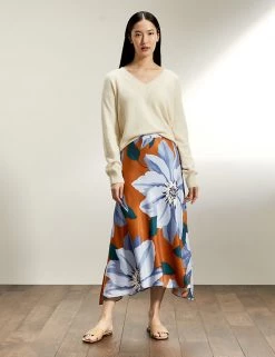 JAEGER Skirts Floral Midi A-Line Skirt