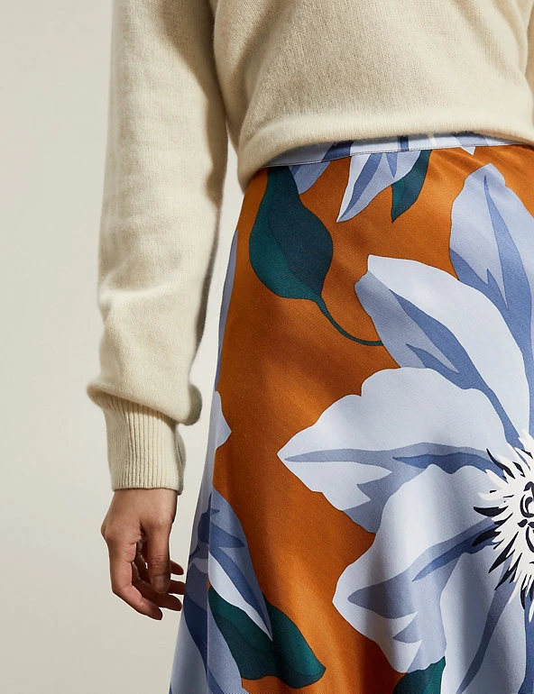 JAEGER Skirts Floral Midi A-Line Skirt - Image 3