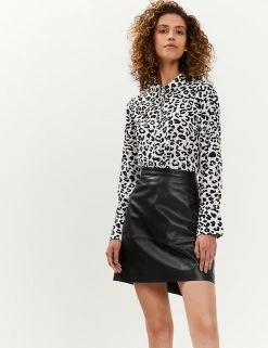 JAEGER Skirts Leather Mini A-Line Skirt