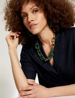 JAEGER Jewellery Resin Gold Tone Chunky Link Necklace