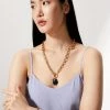 JAEGER Jewellery Long Gold Tone Link Pendant Necklace