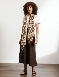 JAEGER Scarves Pure Silk Animal Print Scarf